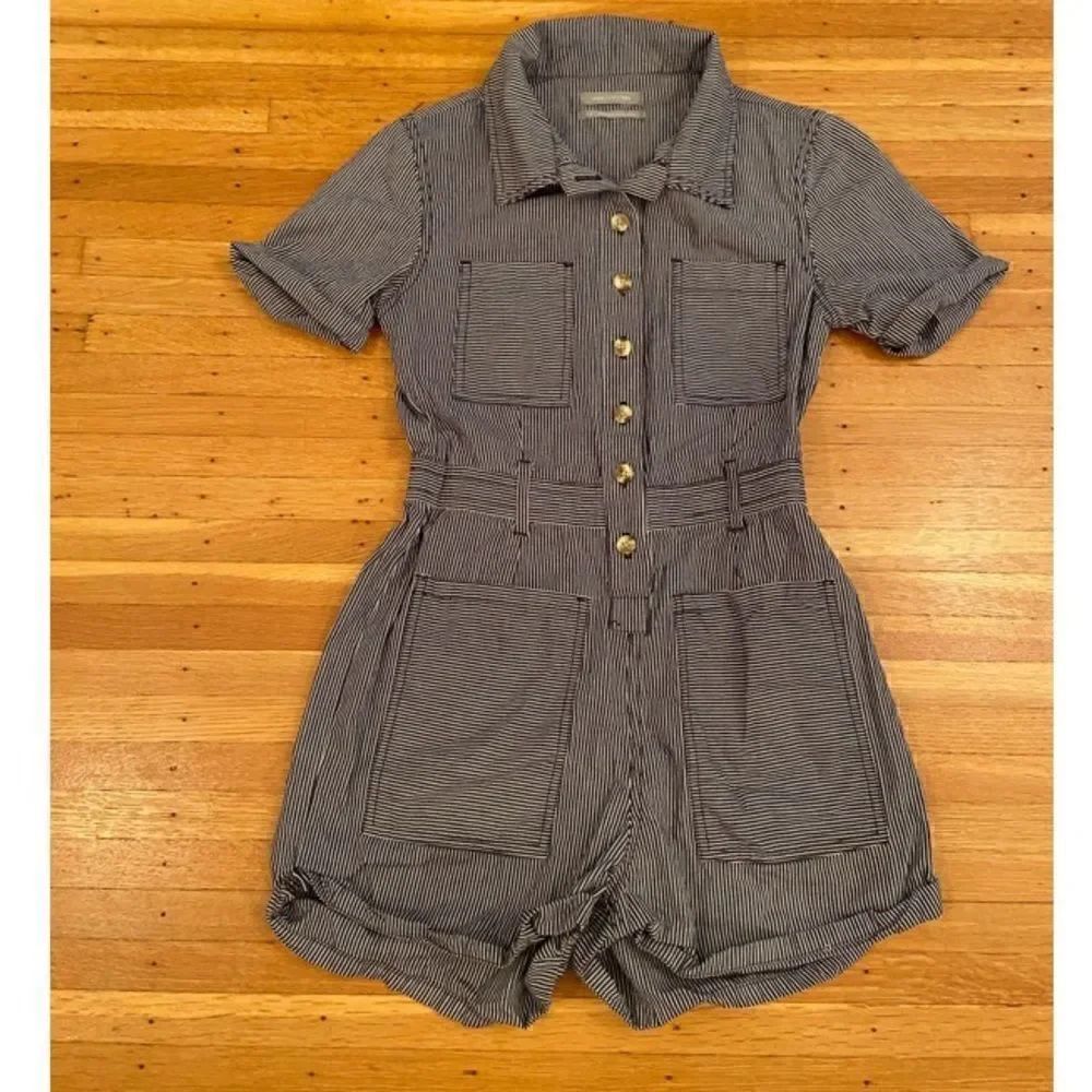 Urban Outfitters navy/grey/white stripe romper
